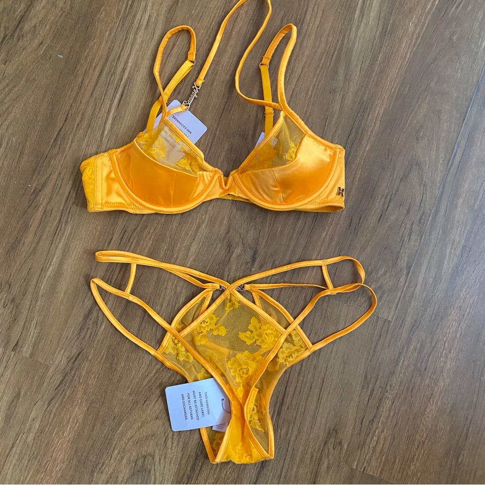 Savage x Fenty Yellow Lace Lingerie Set